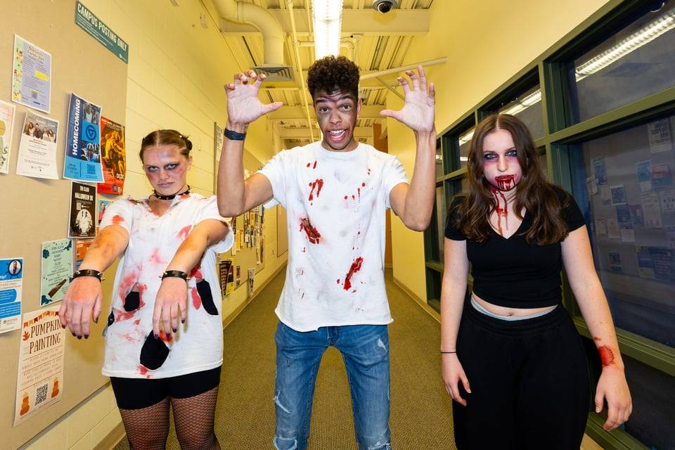 Three zombies ready to scare